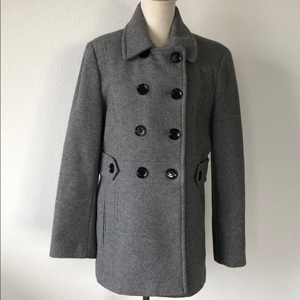 Calvin Klein Size 8 Gray Pea Coat